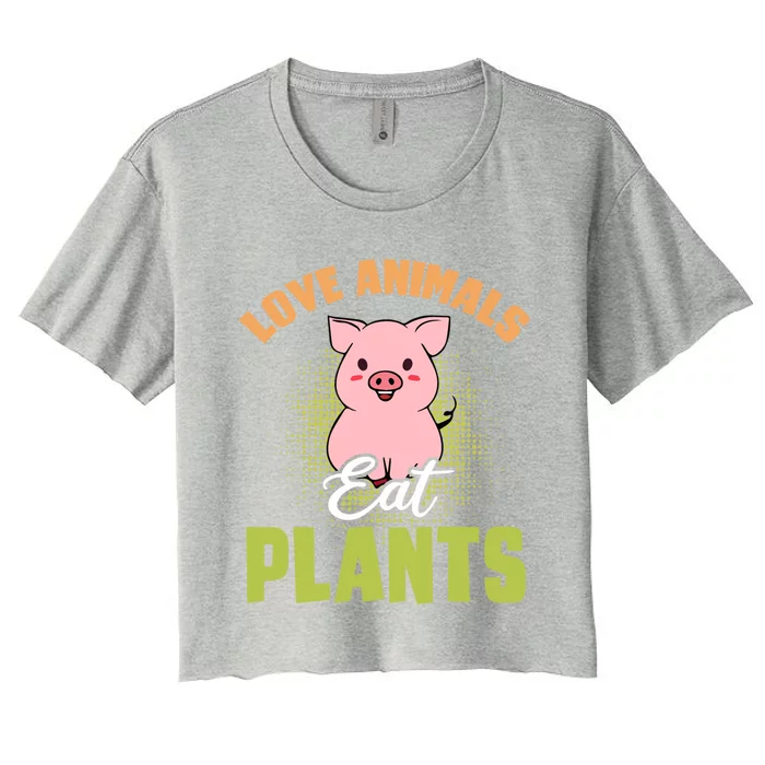 Love Animal Eat Plants Diet Vegan Veganism Meat Free Gift Women's Crop Top Tee