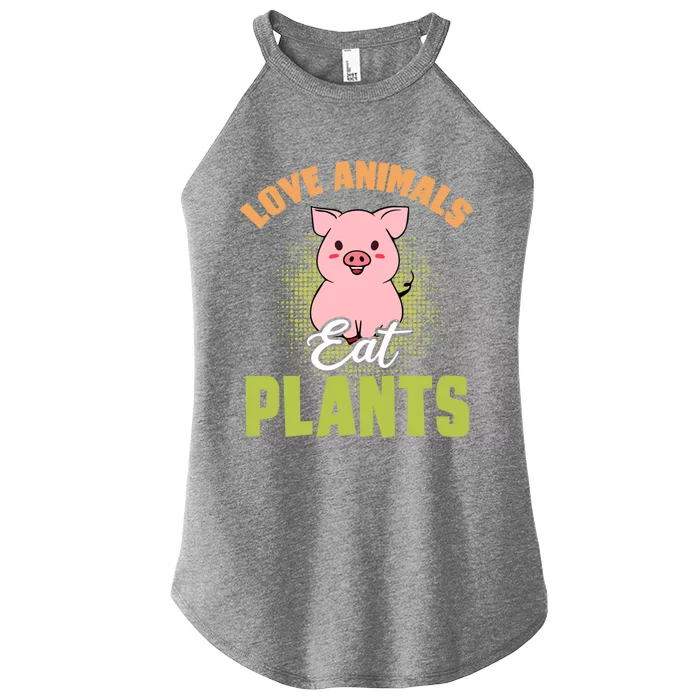 Love Animal Eat Plants Diet Vegan Veganism Meat Free Gift Women’s Perfect Tri Rocker Tank