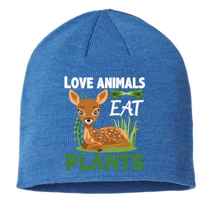 Love Animals Eat Plants Vegan Food Healthy Lifestyle Gift 8 1/2in Sustainable Knit Beanie