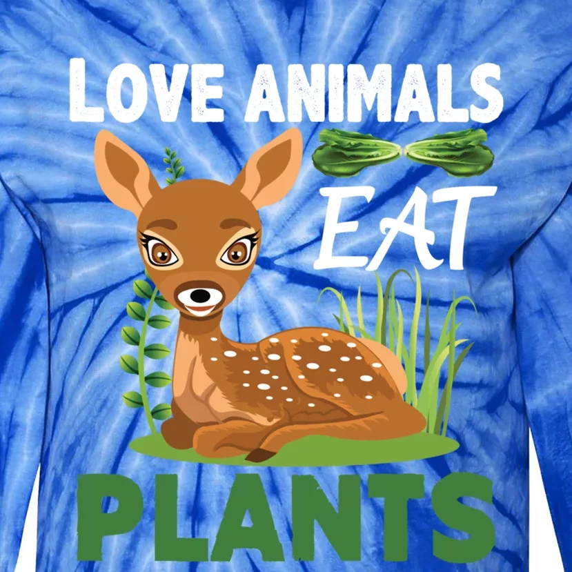 Love Animals Eat Plants Vegan Food Healthy Lifestyle Gift Tie-Dye Long Sleeve Shirt