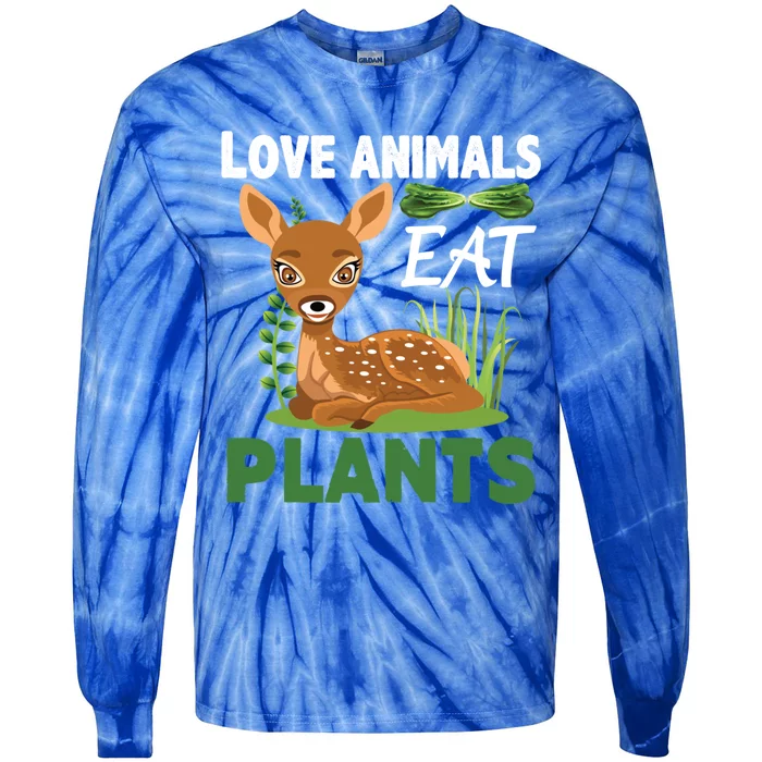 Love Animals Eat Plants Vegan Food Healthy Lifestyle Gift Tie-Dye Long Sleeve Shirt