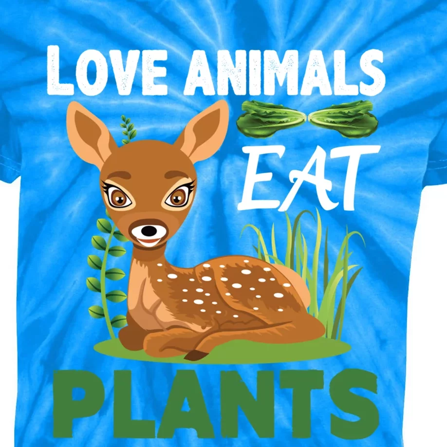 Love Animals Eat Plants Vegan Food Healthy Lifestyle Gift Kids Tie-Dye T-Shirt