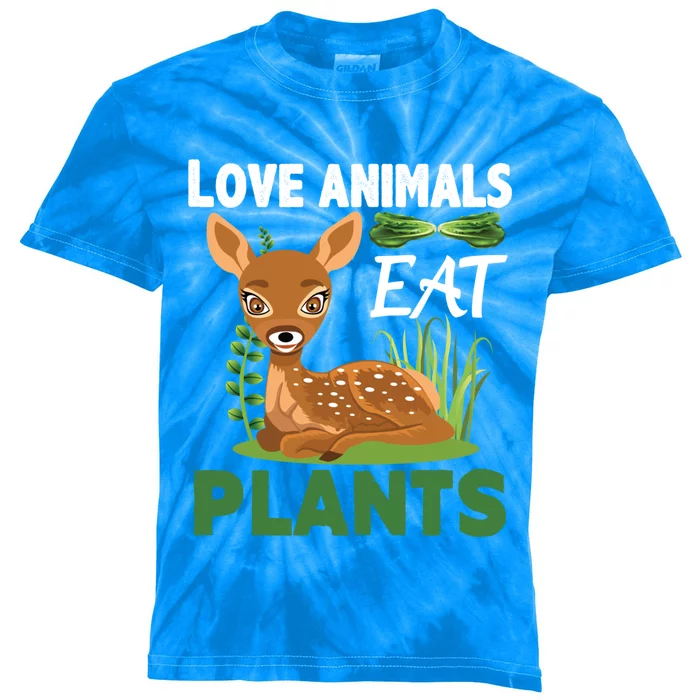 Love Animals Eat Plants Vegan Food Healthy Lifestyle Gift Kids Tie-Dye T-Shirt