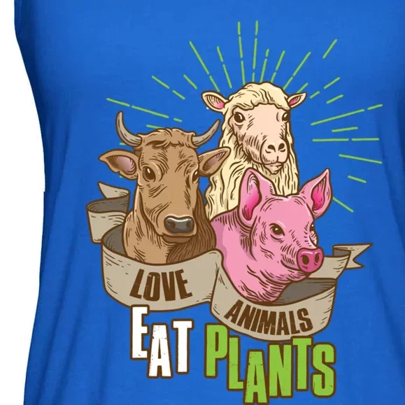 Love Animals Eat Plants Vegan Great Gift Ladies Essential Flowy Tank