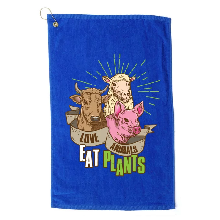 Love Animals Eat Plants Vegan Great Gift Platinum Collection Golf Towel