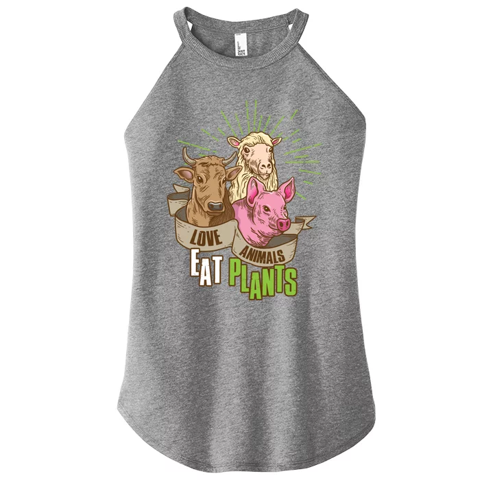 Love Animals Eat Plants Vegan Great Gift Women’s Perfect Tri Rocker Tank