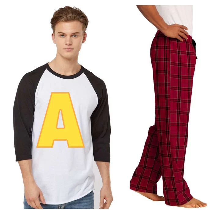 Letter A Funny Chipmunk Group Matching Halloween Costume Raglan Sleeve Pajama Set