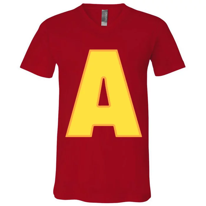 Letter A Funny Chipmunk Group Matching Halloween Costume V-Neck T-Shirt