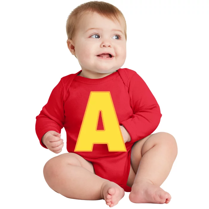 Letter A Funny Chipmunk Group Matching Halloween Costume Baby Long Sleeve Bodysuit