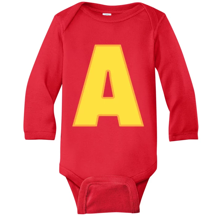 Letter A Funny Chipmunk Group Matching Halloween Costume Baby Long Sleeve Bodysuit