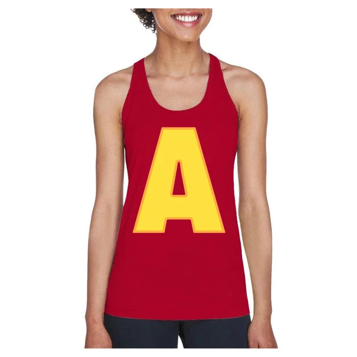 Letter A Funny Chipmunk Group Matching Halloween Costume Women's Racerback Tank