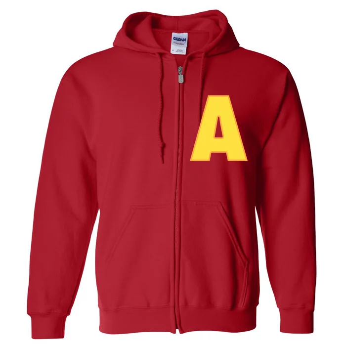 Letter A Funny Chipmunk Group Matching Halloween Costume Full Zip Hoodie