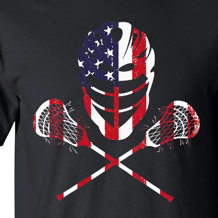 Lacrosse American Flag Lax Helmet Sticks Tall T-Shirt