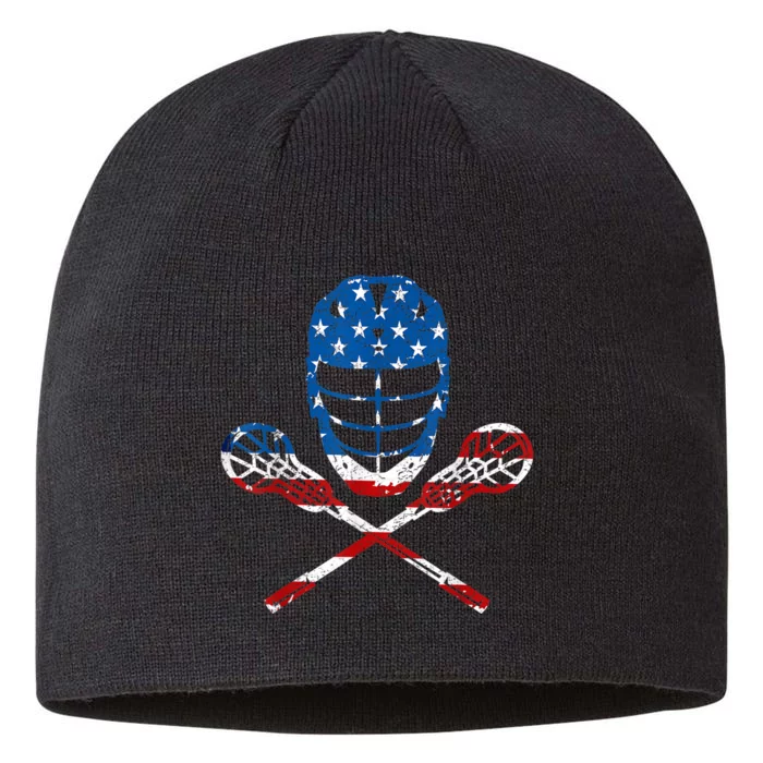 Lacrosse American Flag Lax Helmet Sticks 4th Of July Gifts 8 1/2in Sustainable Knit Beanie