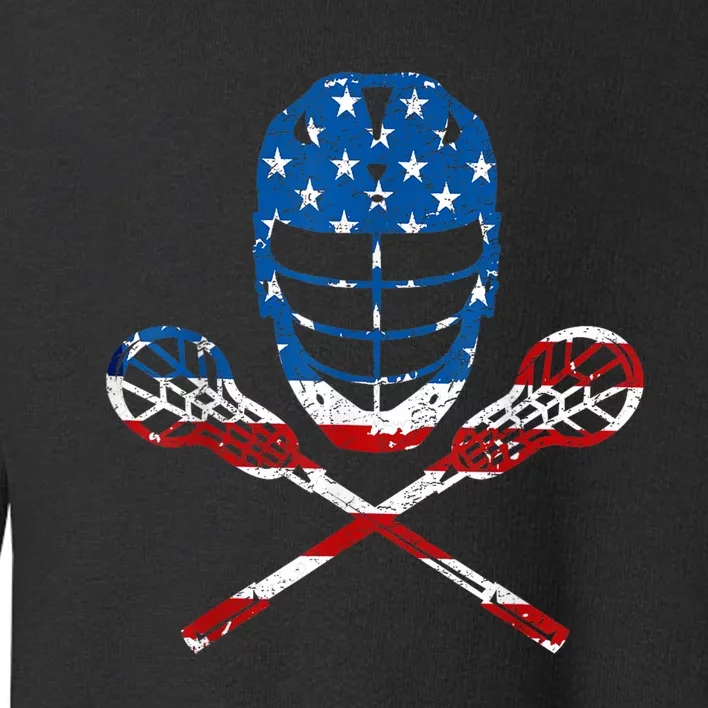 Lacrosse American Flag Lax Helmet Sticks 4th Of July Gifts Toddler Sweatshirt