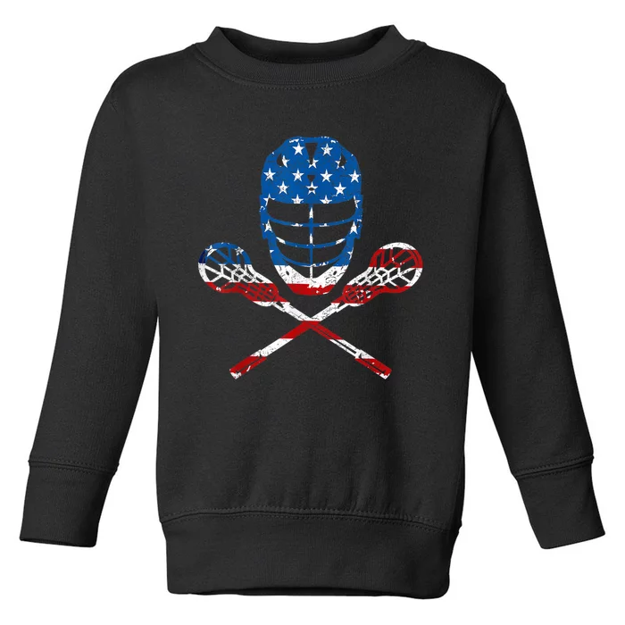 Lacrosse American Flag Lax Helmet Sticks 4th Of July Gifts Toddler Sweatshirt