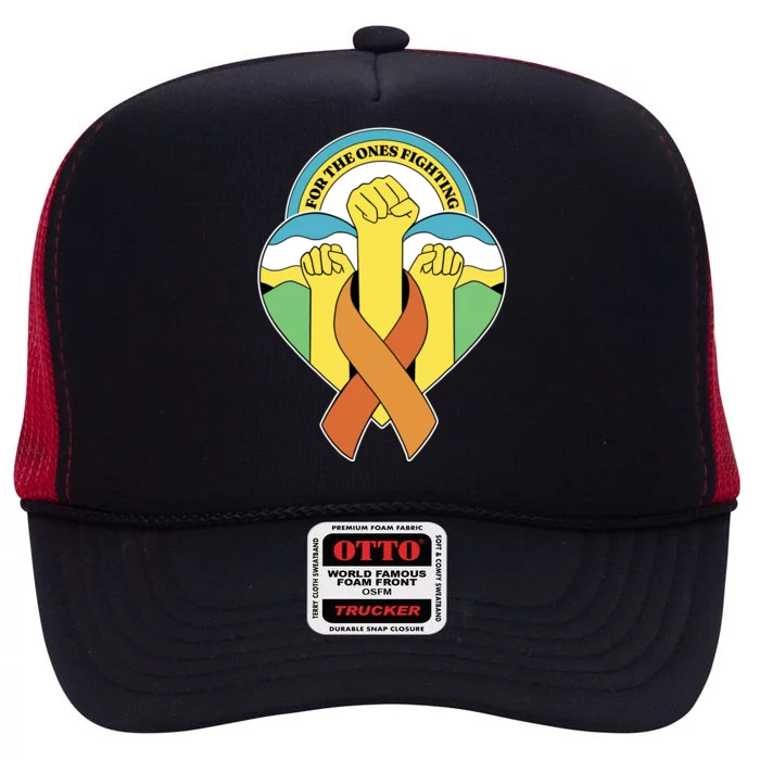 Leukemia Awareness For The Ones Fighting High Crown Mesh Trucker Hat