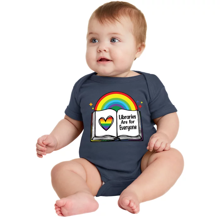 Libraries Are For Everyone Rainbow LGBT Flag Librarian Baby Bodysuit