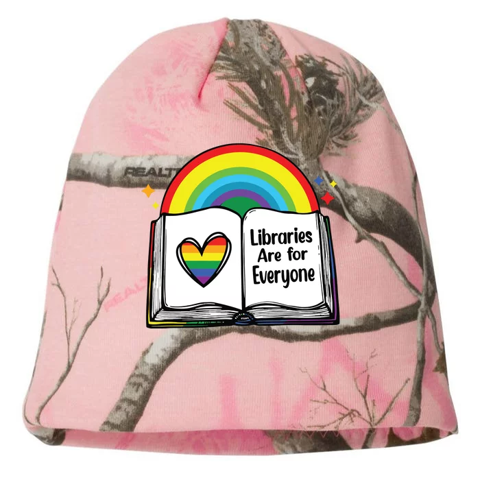 Libraries Are For Everyone Rainbow LGBT Flag Librarian Kati - Camo Knit Beanie