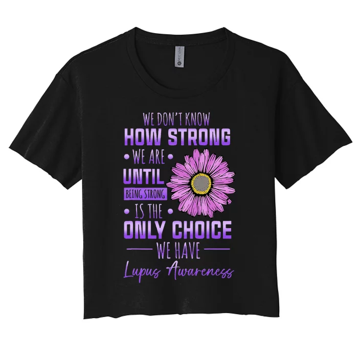 Lupus Awareness Funny Daisy In May We Wear Purple Women's Crop Top Tee