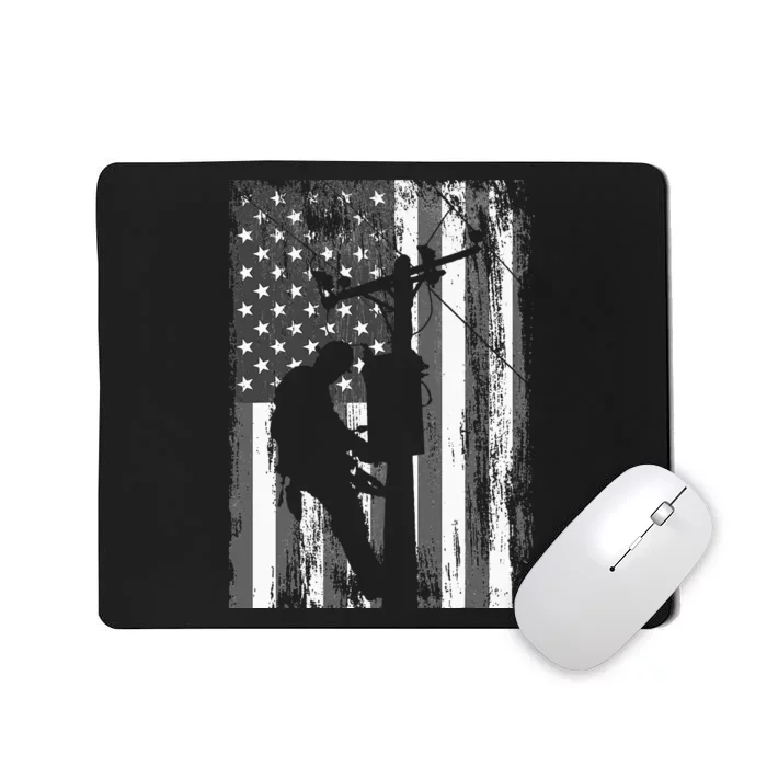 Lineman American Flag Vintage Patriotic Electrician Gift Mousepad