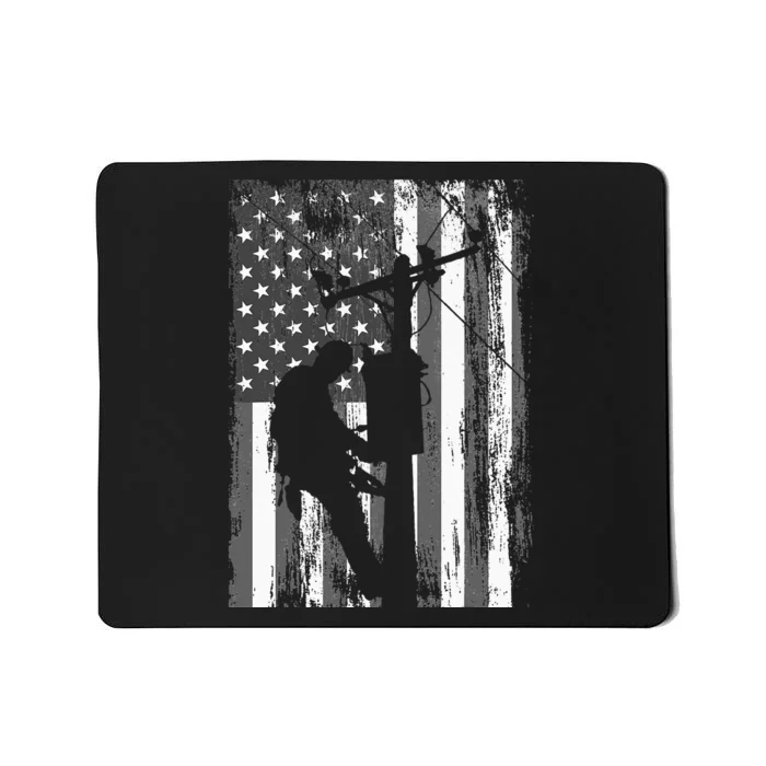 Lineman American Flag Vintage Patriotic Electrician Gift Mousepad