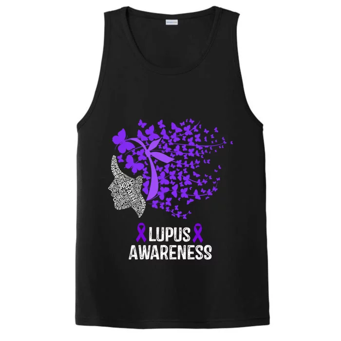 Lupus Awareness Funny Gift Lupus Purple Butterflies Gift Performance Tank