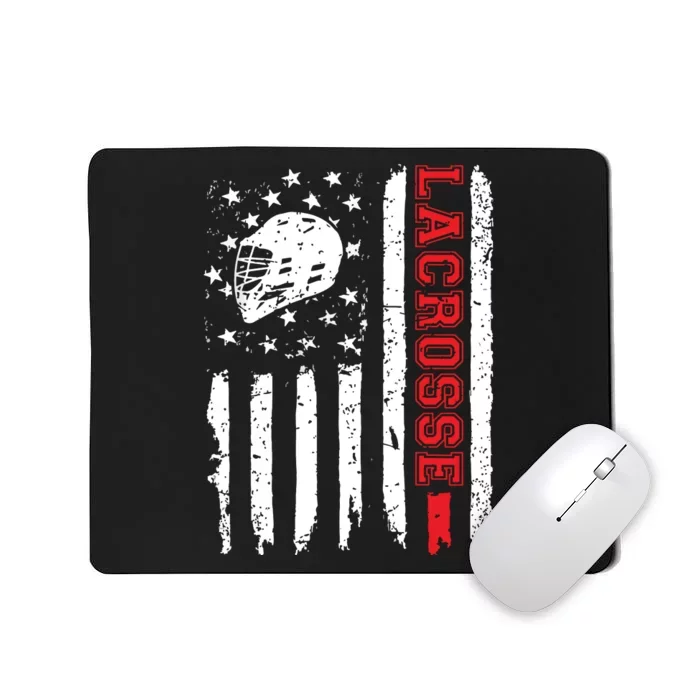 Lacrosse American Flag Distressed Mousepad