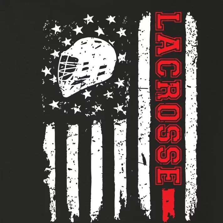 Lacrosse American Flag Distressed Toddler Long Sleeve Shirt