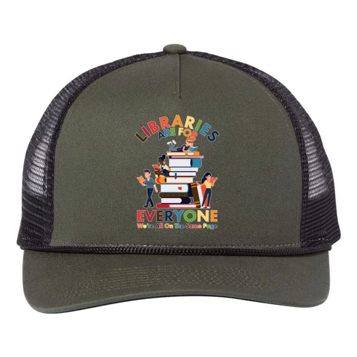 Libraries Are For Everyone Were All One The Same Page Retro Rope Trucker Hat Cap