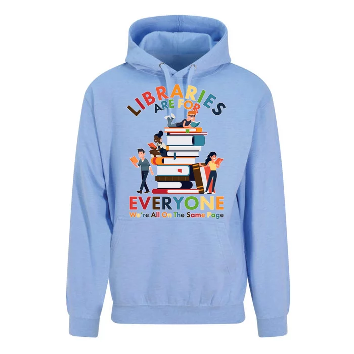 Libraries Are For Everyone Were All One The Same Page Unisex Surf Hoodie