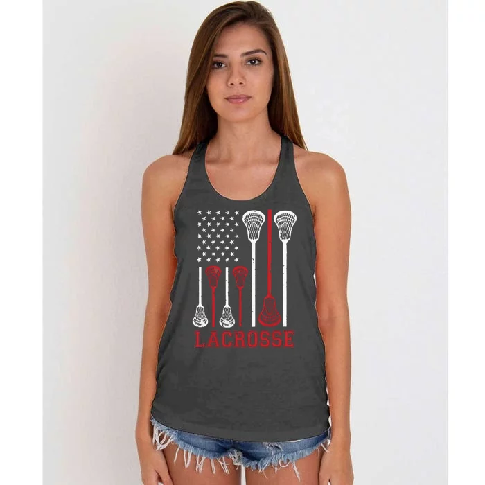 Lacrosse American Flag LAX Lacrosse Apparel Lacrosse Player Women's Knotted Racerback Tank