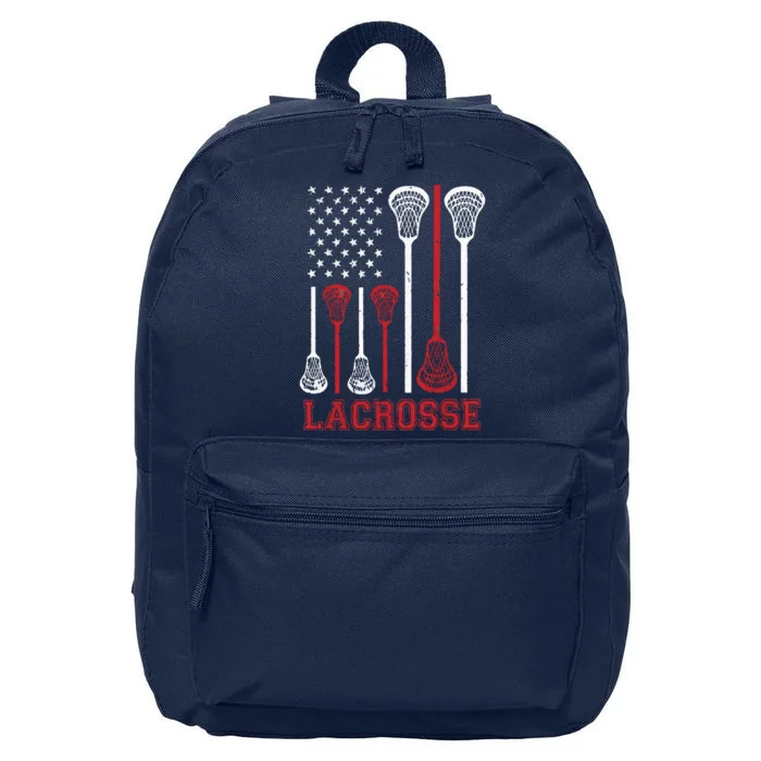 Lacrosse American Flag LAX Lacrosse Apparel Lacrosse Player 16 in Basic Backpack