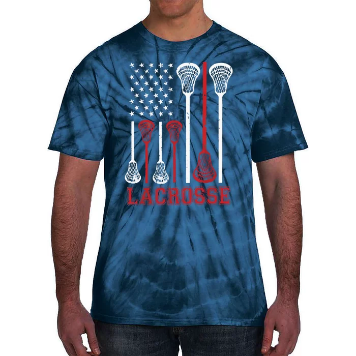 Lacrosse American Flag LAX Lacrosse Apparel Lacrosse Player Tie-Dye T-Shirt