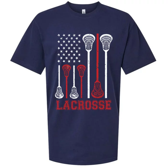 Lacrosse American Flag LAX Lacrosse Apparel Lacrosse Player Sueded Cloud Jersey T-Shirt