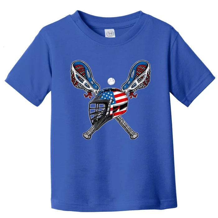 Lacrosse American Flag Lax Helmet Sticks 4th Of July Men Toddler T-Shirt