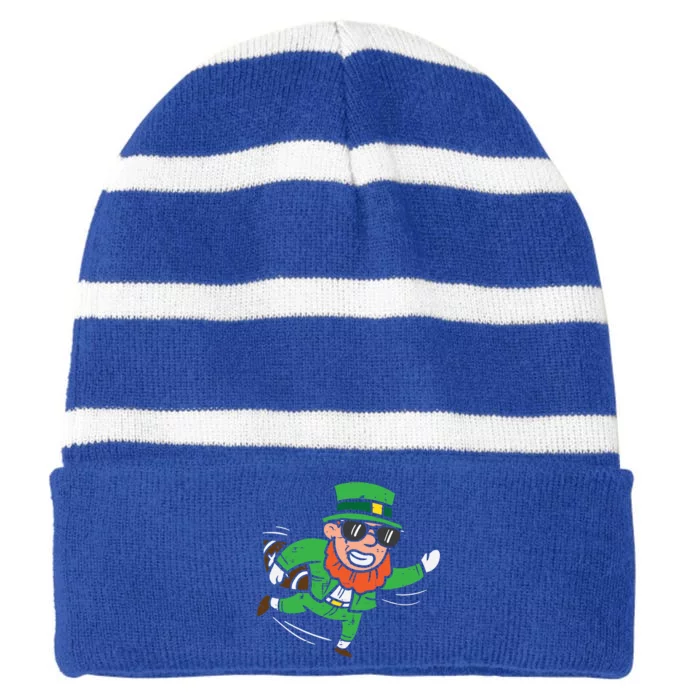 Leprechaun American Football St Patricks Day Gift Striped Beanie with Solid Band