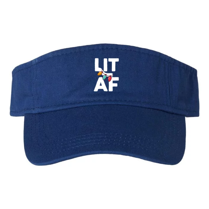 Lit Af Funny Christmas Ing Pun Xmas Party Graphic Cool Gift Valucap Bio-Washed Visor