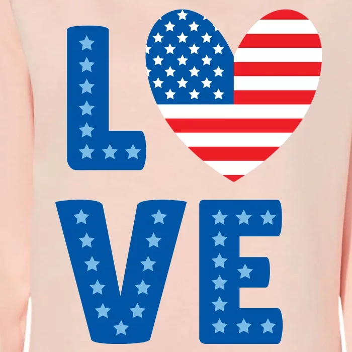 Love American Flag Heart 4th Of July Womens California Wash Sweatshirt