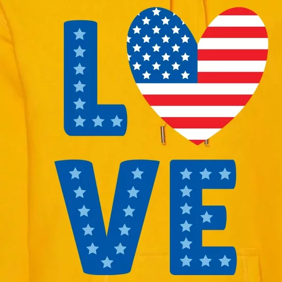 Love American Flag Heart 4th Of July Premium Hoodie