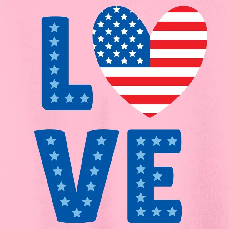 Love American Flag Heart 4th Of July Toddler T-Shirt