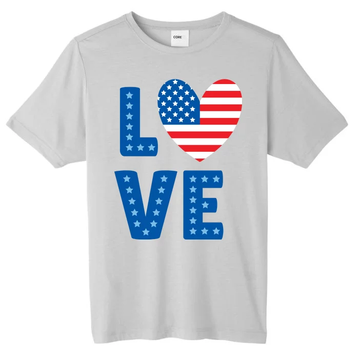 Love American Flag Heart 4th Of July ChromaSoft Performance T-Shirt