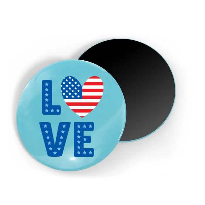 Love American Flag Heart 4th Of July Magnet