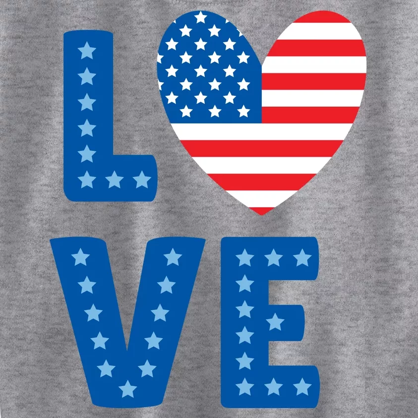 Love American Flag Heart 4th Of July Kids Sweatshirt