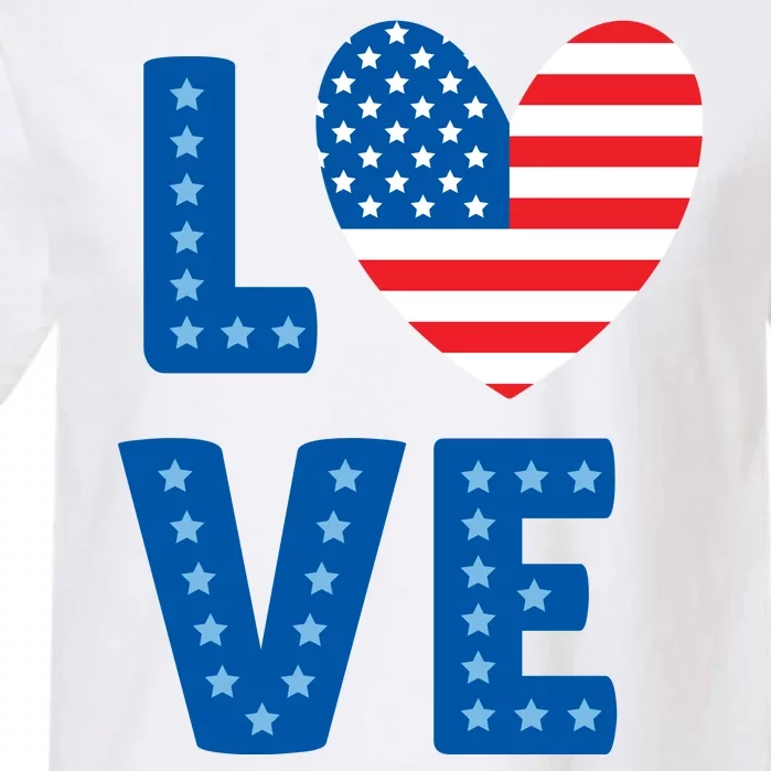 Love American Flag Heart 4th Of July Garment-Dyed Heavyweight T-Shirt