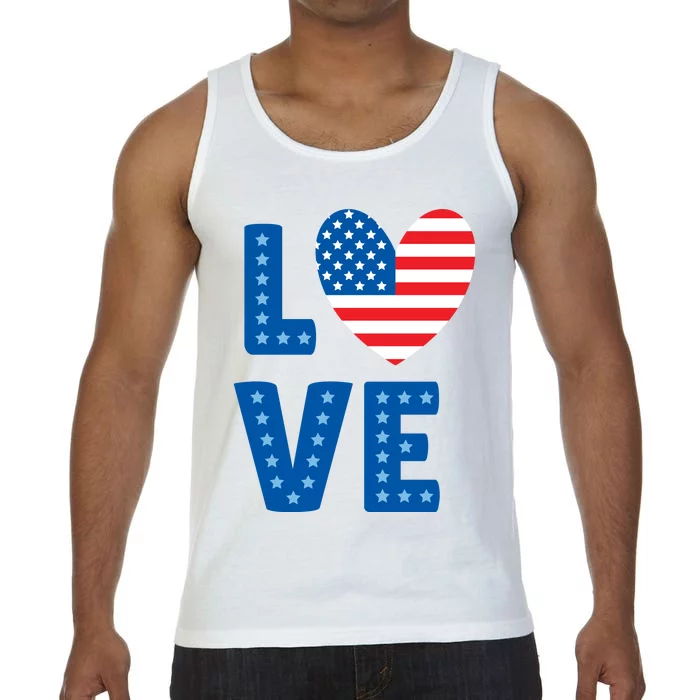 Love American Flag Heart 4th Of July Comfort Colors® Tank Top