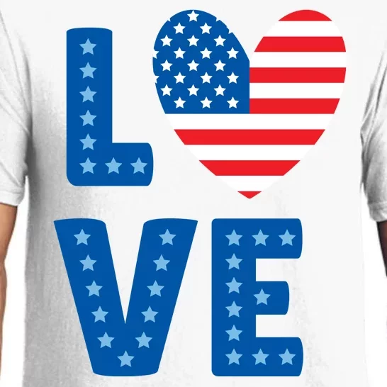 Love American Flag Heart 4th Of July Pajama Set