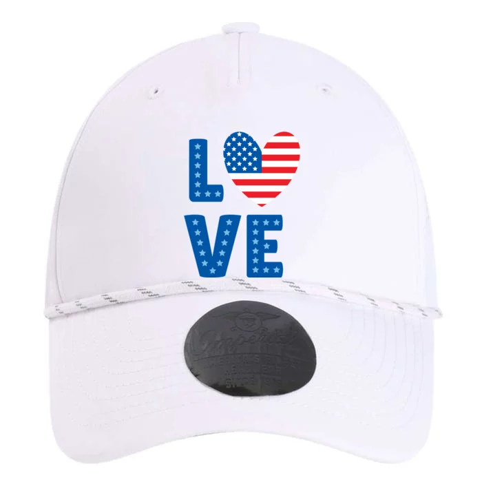 Love American Flag Heart 4th Of July Performance The Dyno Cap