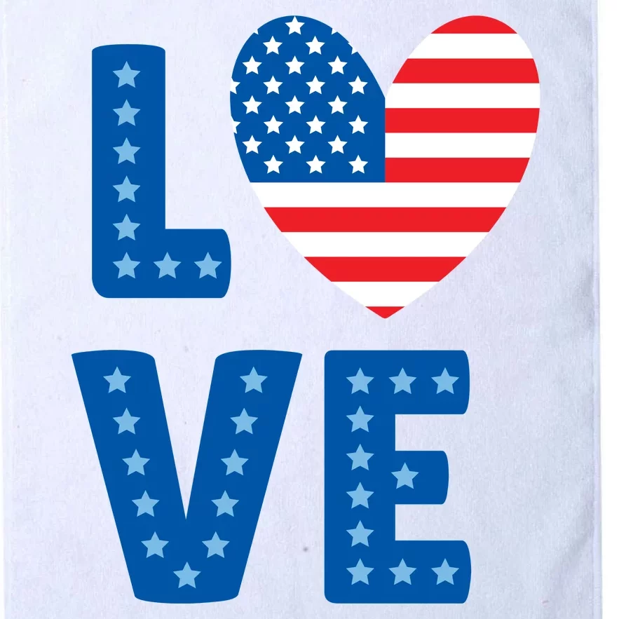 Love American Flag Heart 4th Of July Platinum Collection Golf Towel