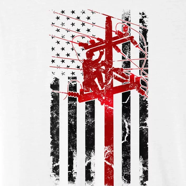 Lineman American Flag Electric Cable Lineworker ChromaSoft Performance T-Shirt